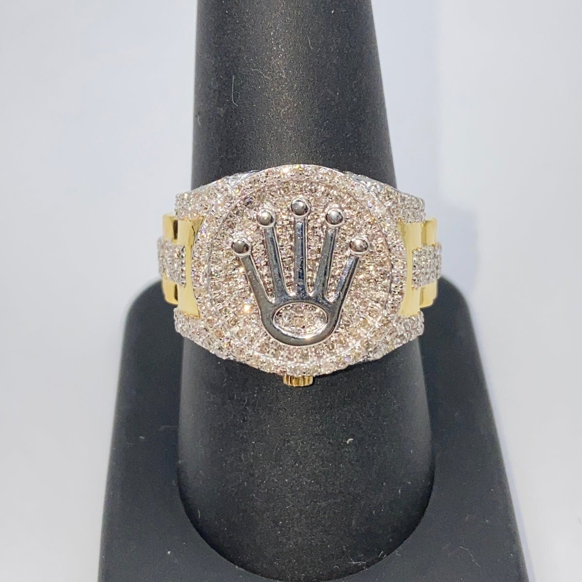 14K Gold Two-Tone Crown Diamond Ring - additional product view 6