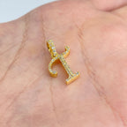 10K Gold Cursive T Initial Diamond Pendant - additional product view 2