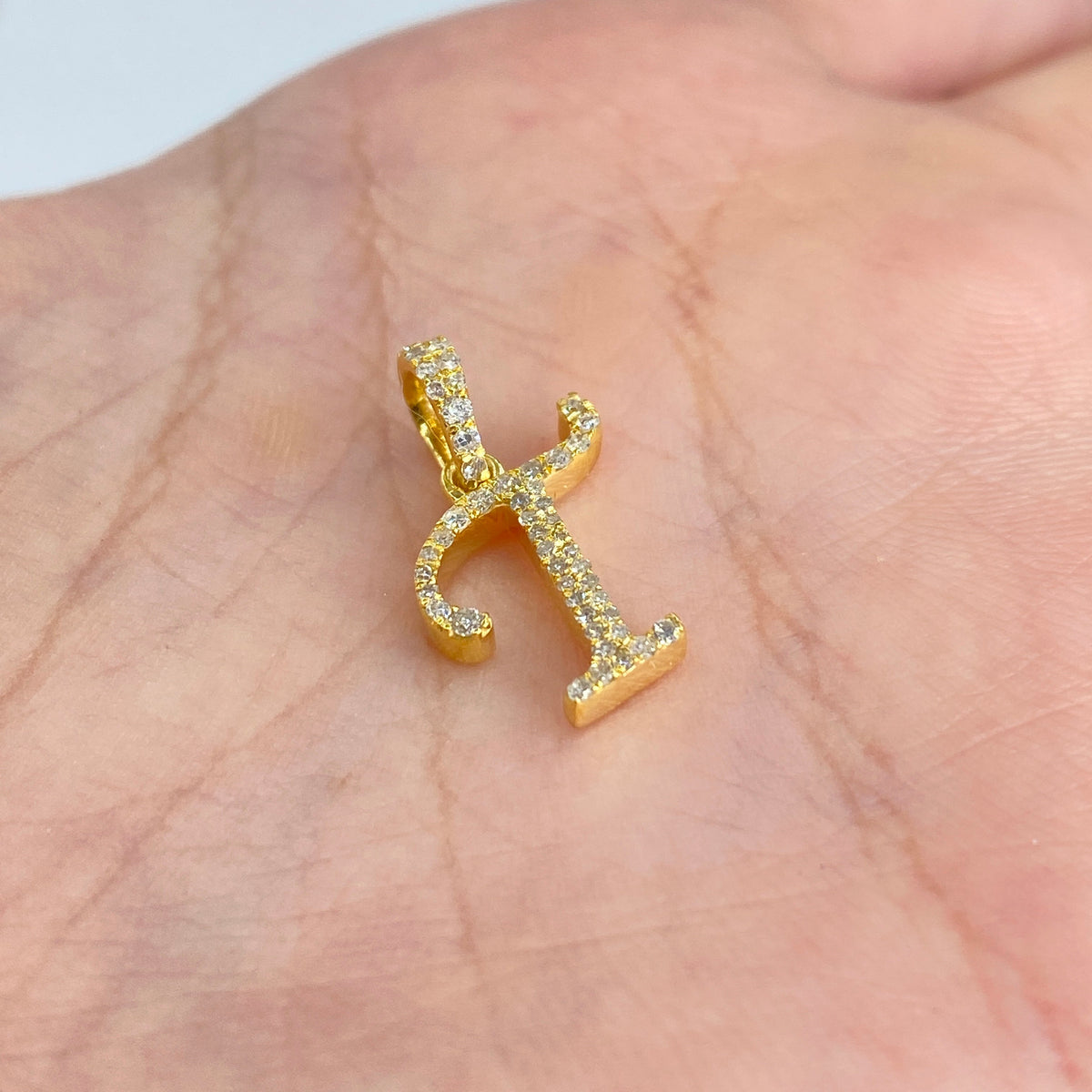 10K Gold Cursive T Initial Diamond Pendant - additional product view 2