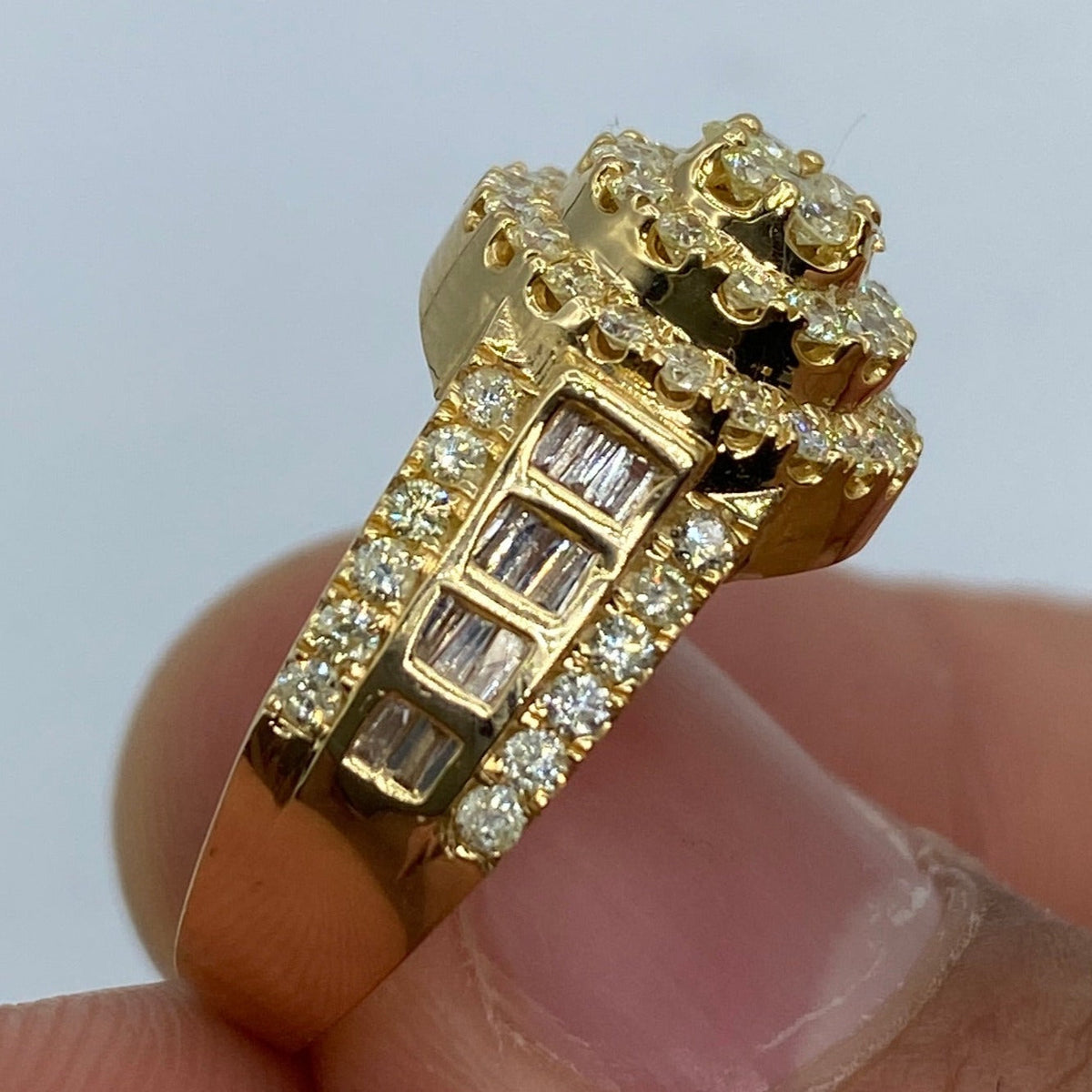 14K Gold Cake Diamond Baguette Engagement Ring - additional product view 5