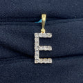 14K Gold Single Stone Initial E Diamond Pendant, Small - close-up product photo
