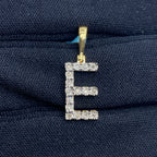 14K Gold Single Stone Initial E Diamond Pendant, Small - close-up product photo