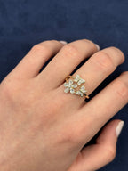 14K Gold Flower Butterfly Diamond Ring in yellow gold - close-up product photo