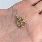 10K Gold Cursive B Initial Diamond Pendant - additional product view 4