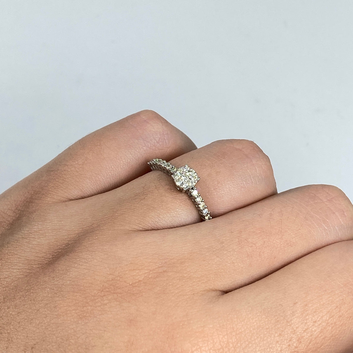 14K Gold Diamond Cherish Engagement Ring in white gold - close-up product photo