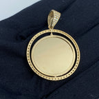 14K Gold Spinning Circle Picture Photo CZ Pendant - additional product view 4