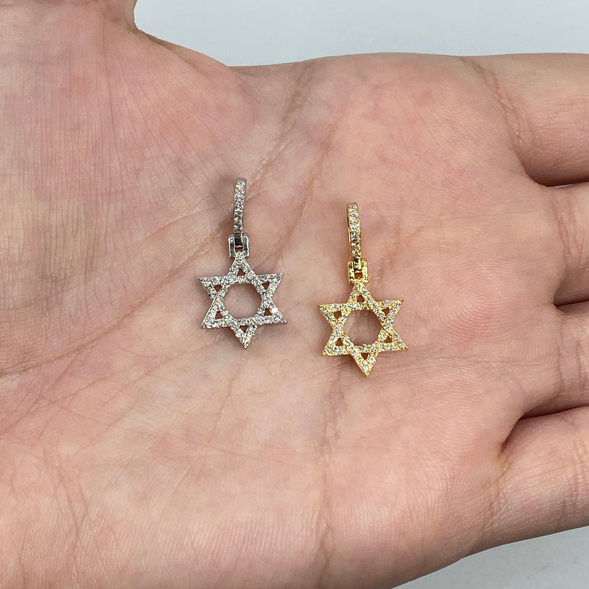 14K Gold Star of David Diamond Pendant - additional product view 3