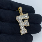 10K Gold Initial F Diamond Baguette Pendant - additional product view 3