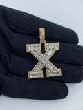Initial X Baguette Diamond Pendant in yellow - close-up product photo