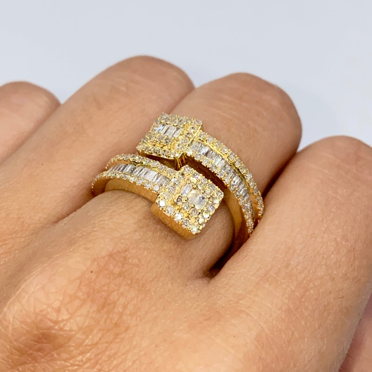 10K Gold Square Diamond Baguette Wrap Ring - additional product view 2