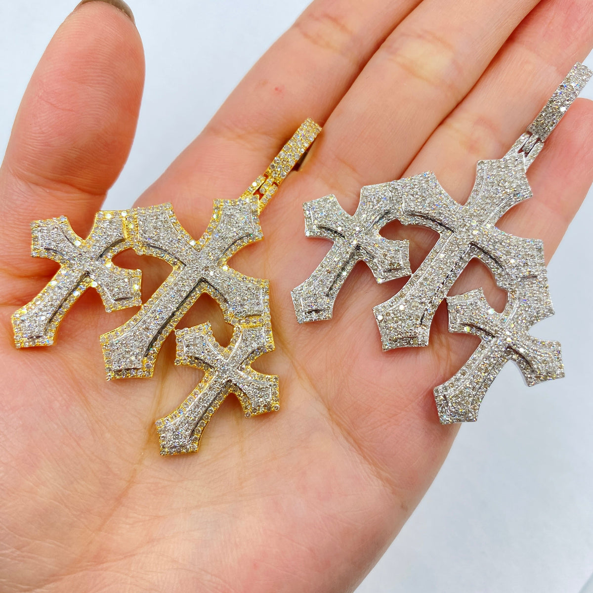 10K Gold Trinity Triple Cross Diamond Pendant - main product photo