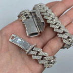 14K Gold 15mm Jumbo Iced Razor Cuban Link Diamond Chain 16 in - additional product view 9