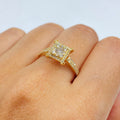 14K Gold Tina Square Halo Diamond Ring in yellow gold - close-up product photo