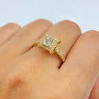 14K Gold Tina Square Halo Diamond Ring in yellow gold - close-up product photo