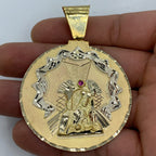 14K Gold Saint Caridad Del Cobre Round Medallion Pendant 2.75 in - additional product view 2