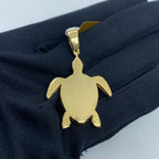 14K Gold Sea Turtle Picture Photo Diamond Pendant - additional product view 4