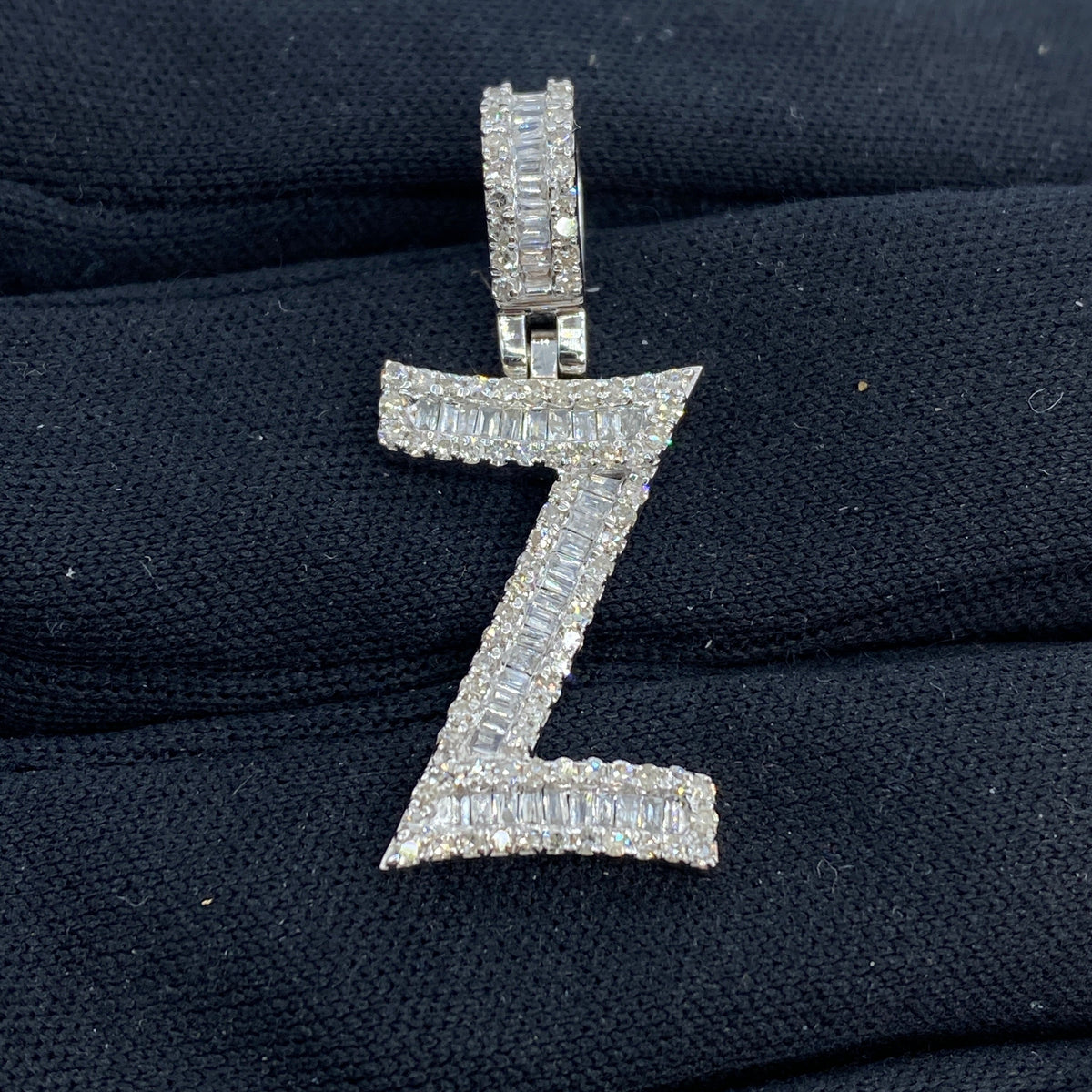 14K Gold Bamboo Initial Letter Diamond Baguette Pendants Full Collection - additional product view 44