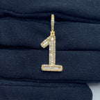 14K Gold Number 1 Diamond Baguette Pendant - additional product view 2