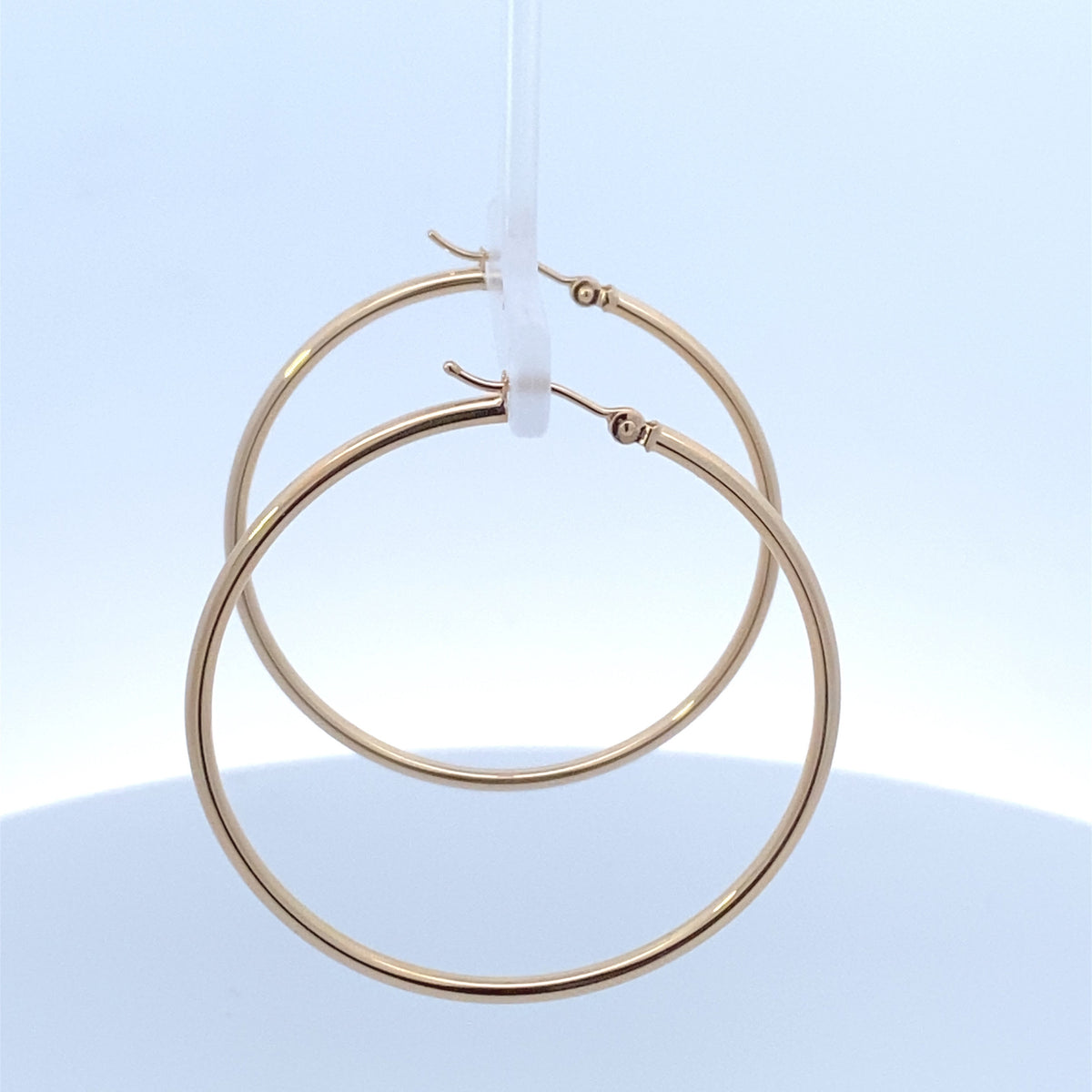 14K Gold Medium 2mm Hoop Earrings - additional product view 4