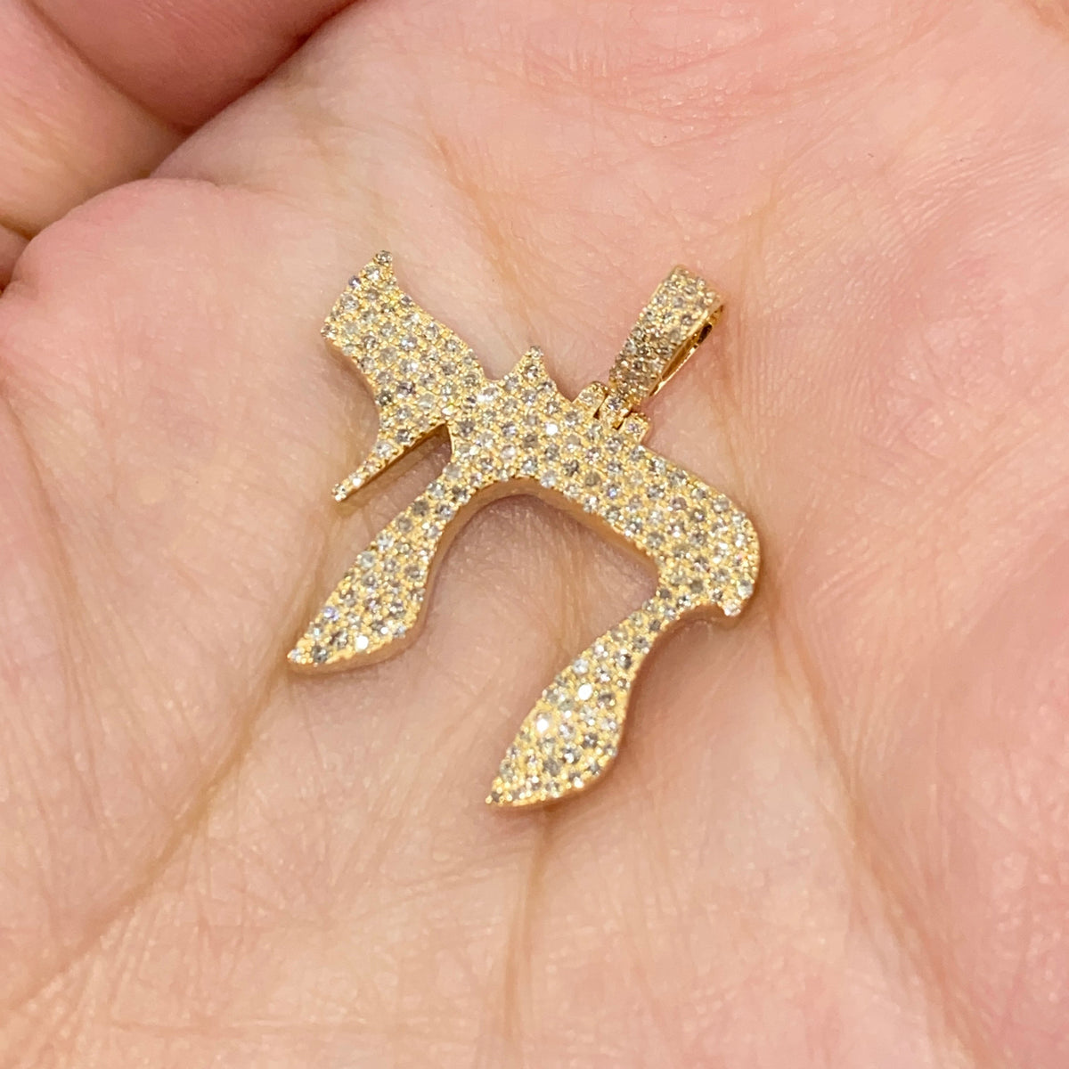 14K Gold Chai Diamond Pendant - additional product view 3