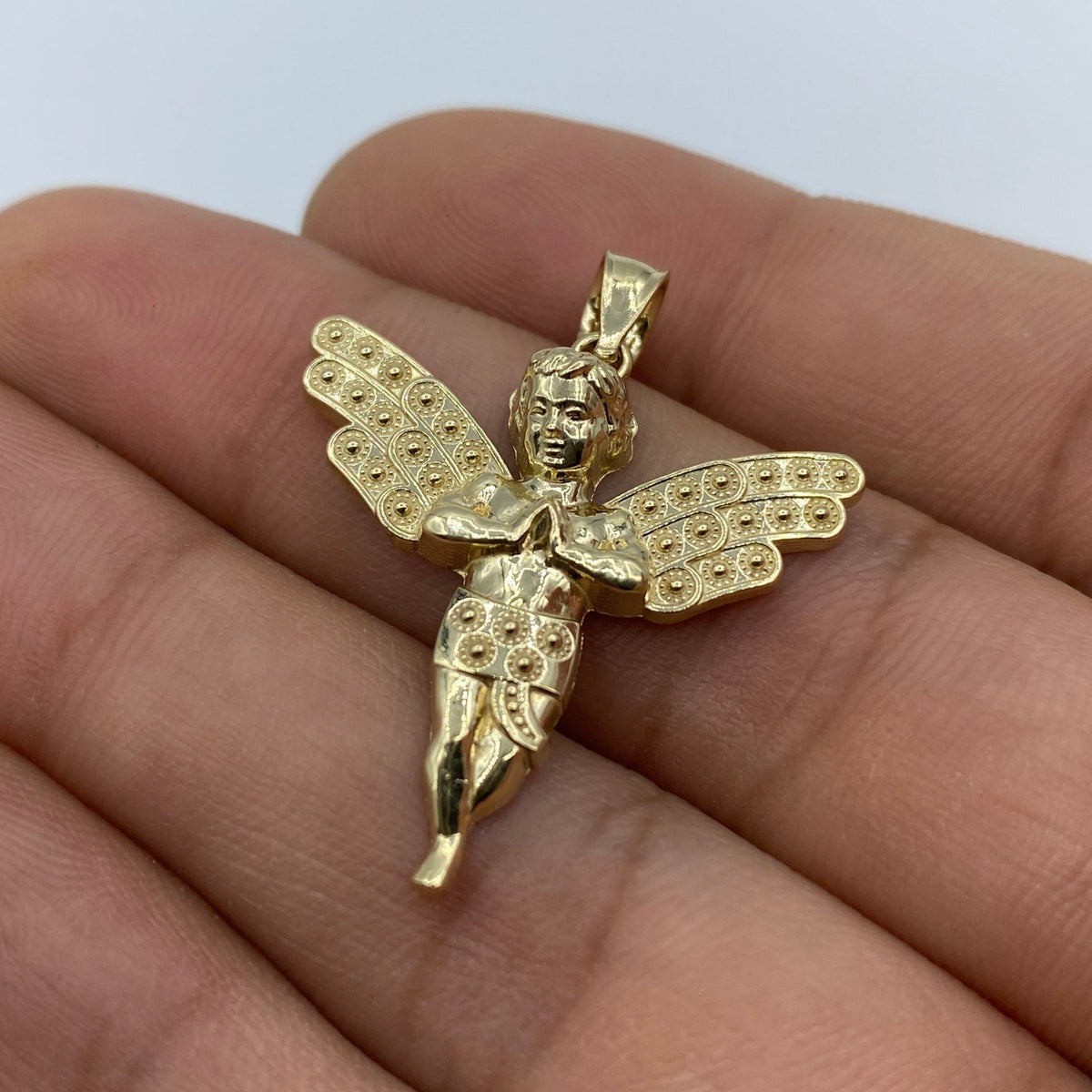 14K Gold Baby Angel Pendant 1.25 in - additional product view 4