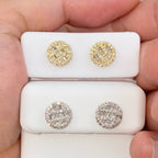 14K Gold 8.3mm Circle Diamond Baguette Earrings - additional product view 2
