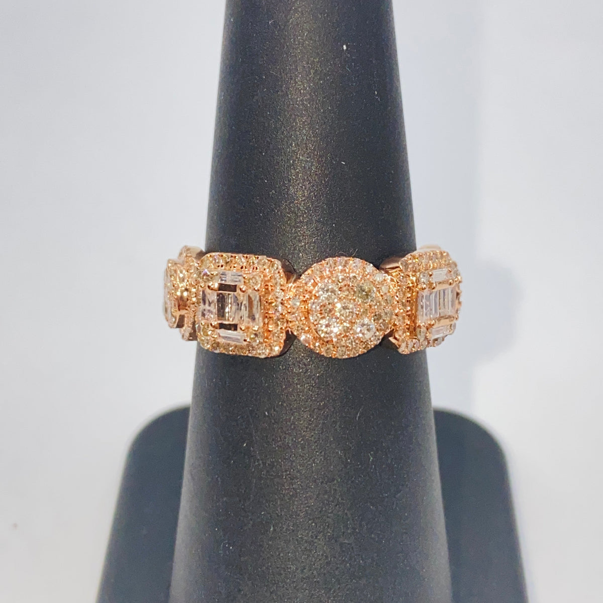 14K Gold Circle Square Diamond Baguette Ring - additional product view 4