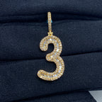 14K Gold Number 3 Diamond Baguette Pendant - additional product view 2
