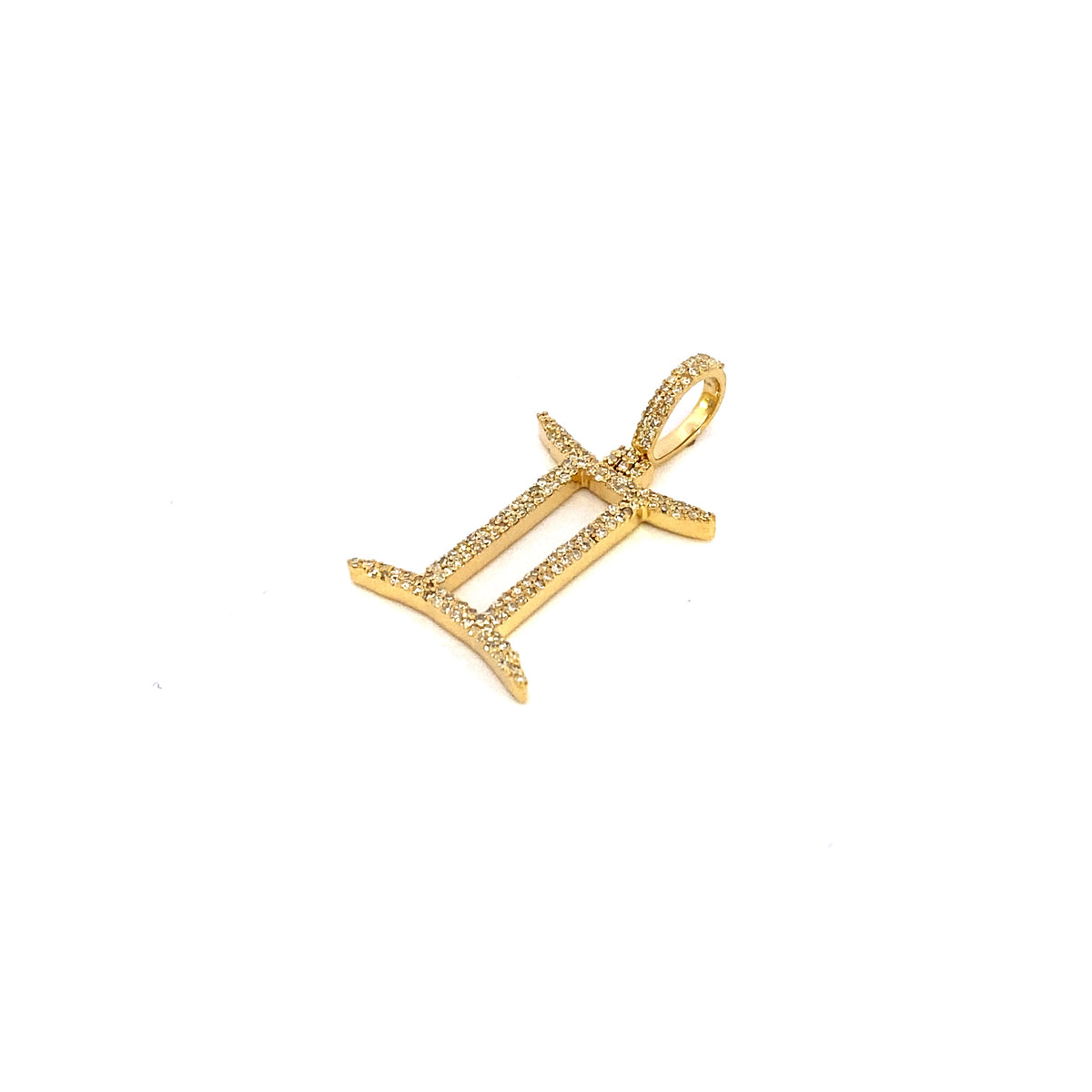 10K Gold Gemini Sign Diamond Pendant - additional product view 3