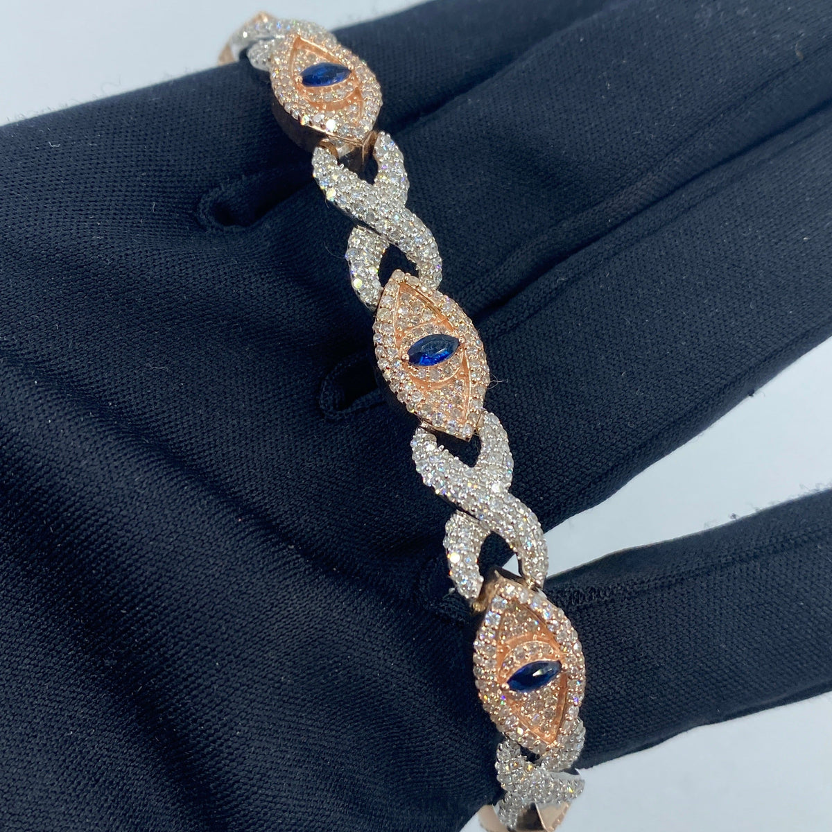 14K Gold Diamond Evil Eye Bracelet 8 in - additional product view 3