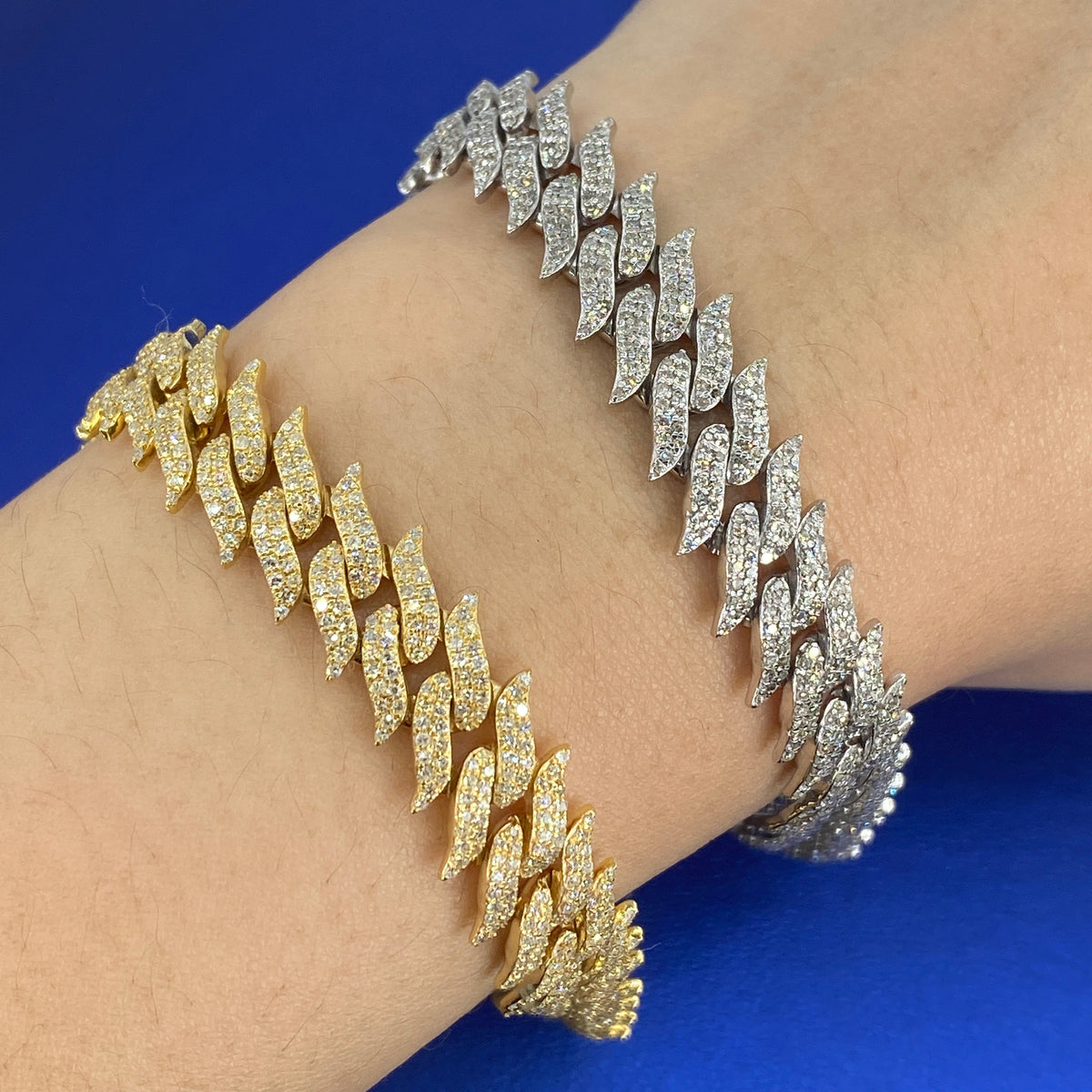 10K Gold 10mm Thorn Razor Cuban Link Diamond Bracelet 8 in - main product photo