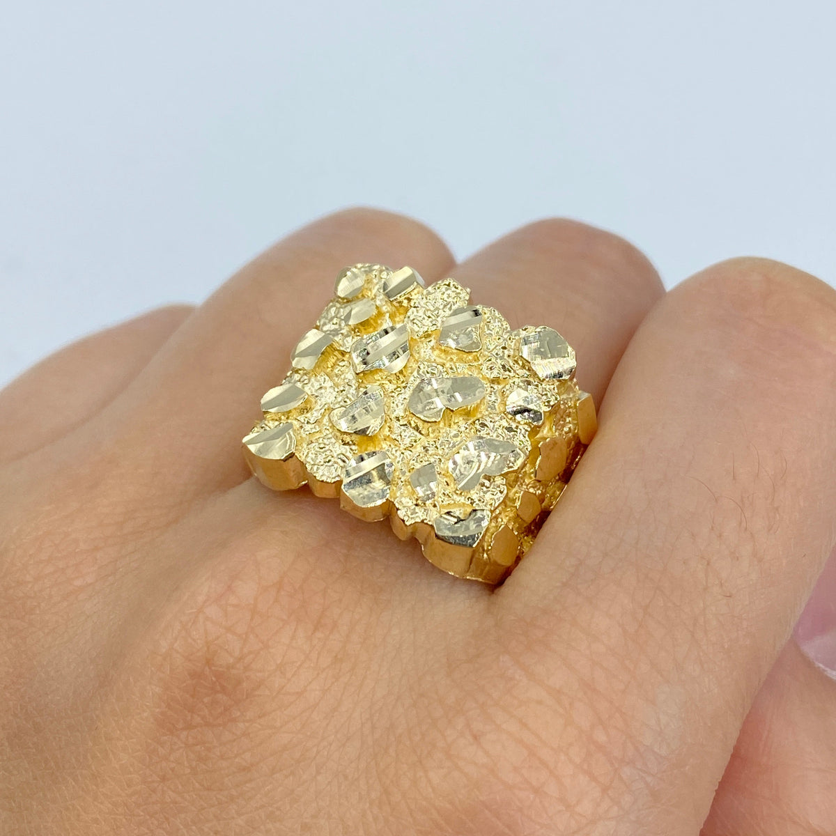 10K Gold Chunky Nugget Ring, 18.2mm - close-up product photo