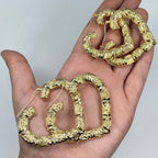 10K Gold Bamboo Heart Hoop Earrings - main product photo
