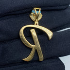 14K Gold Initial R Script Heart Diamond Pendant - additional product view 5
