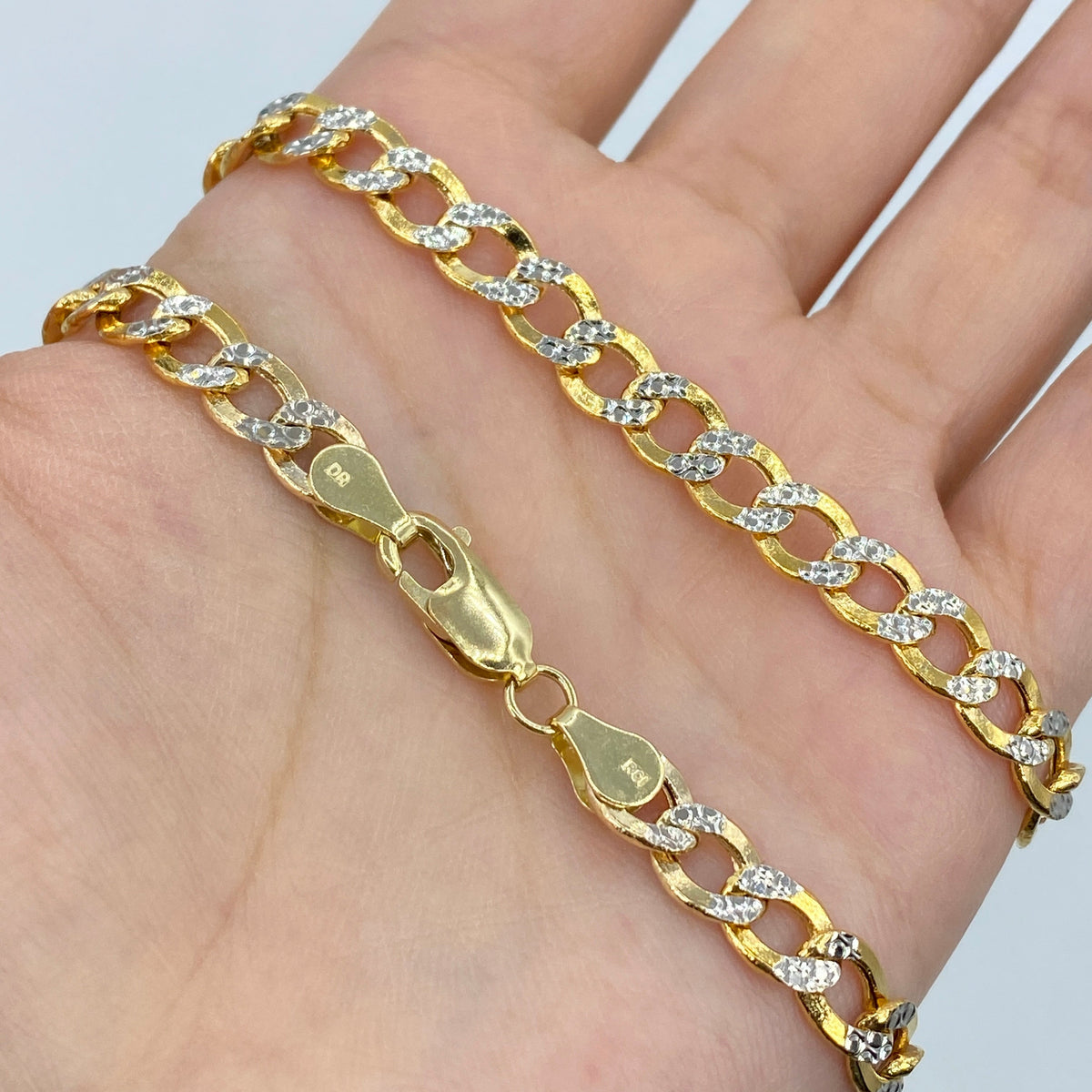14K Gold 6.5mm Flat Two-Tone Cuban Link Bracelet 7.5–8 in - additional product view 2
