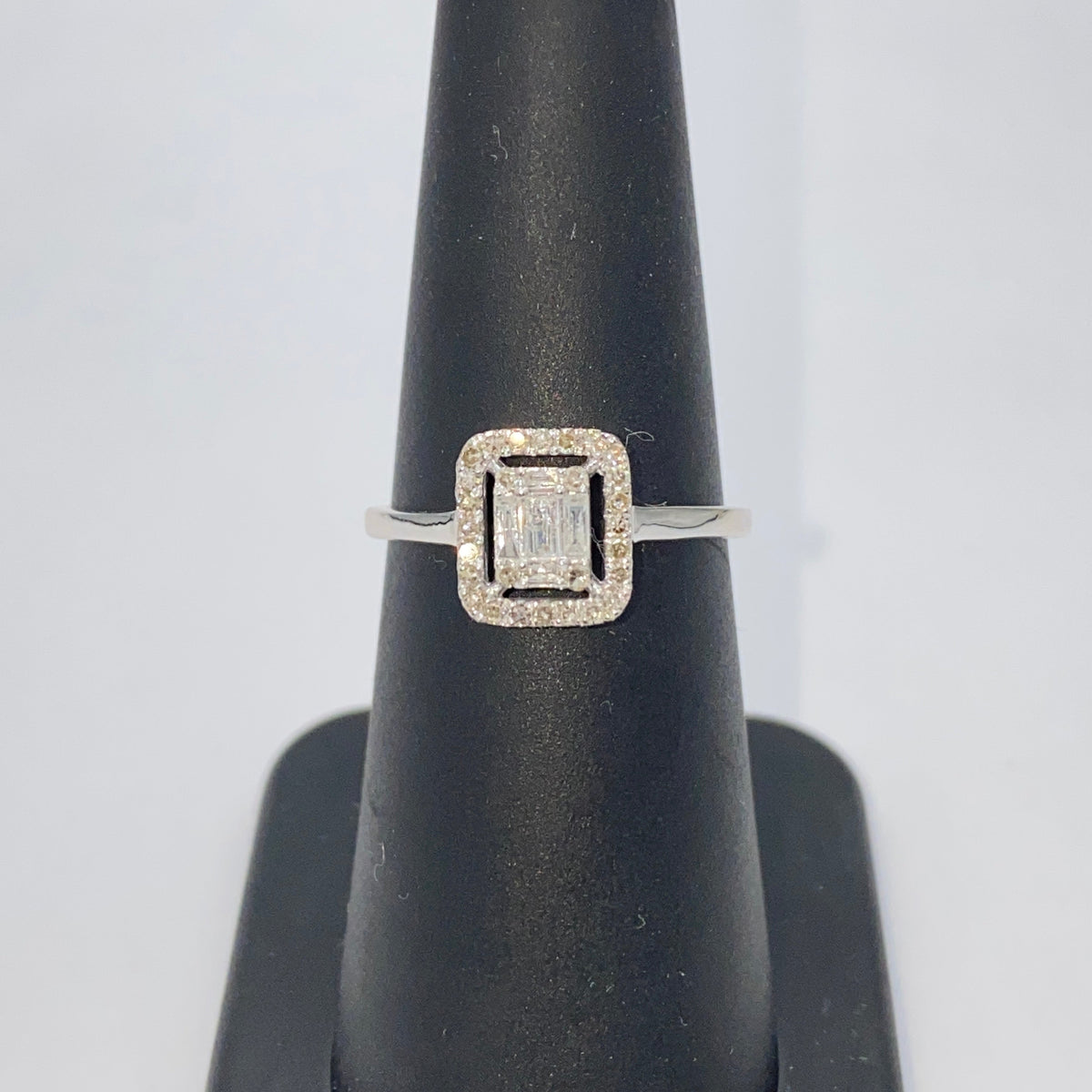 14K Gold Palace Square Halo Diamond Baguette Engagement Ring - additional product view 8