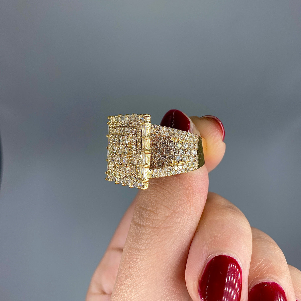 14K Gold Diamond Square Baguette Ring - additional product view 8