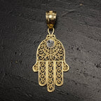 14K Gold Lace Hamsa Diamond Pendant - additional product view 4