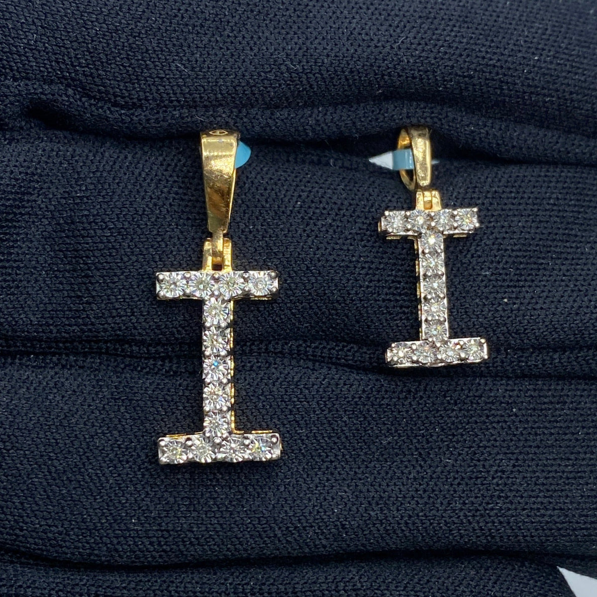 14K Gold Single Stone Initial I Diamond Pendant - additional product view 2