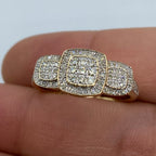 14K Gold Rounded Tri-Stone Square Cluster Diamond Engagement Ring - additional product view 5