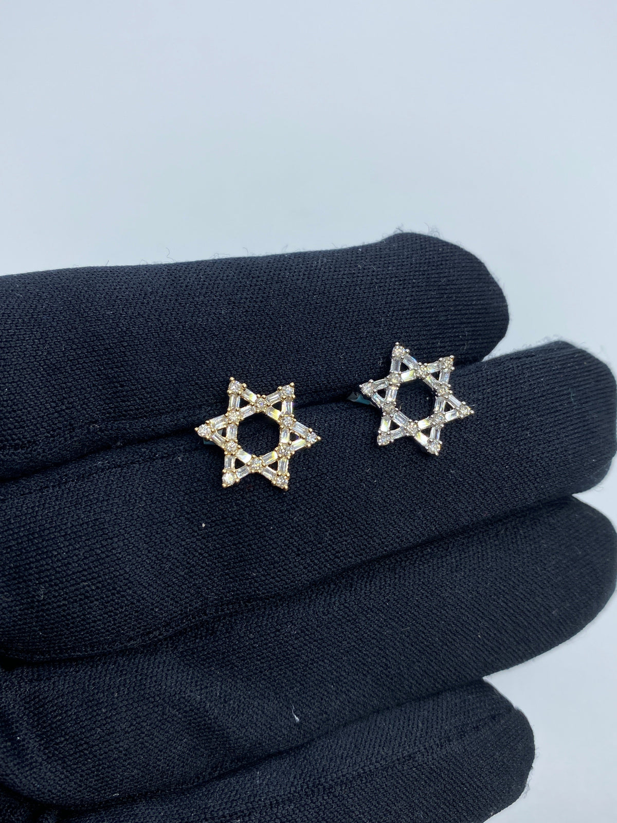 14K Gold Star of David Baguette Diamond Pendant - additional product view 5