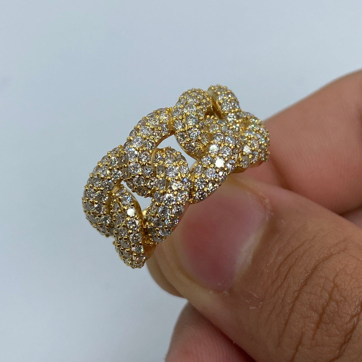 14K Gold Iced-Out Cuban Link Diamond Ring - additional product view 5