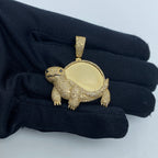 14K Gold Turtle Picture Photo Diamond Pendant - additional product view 2