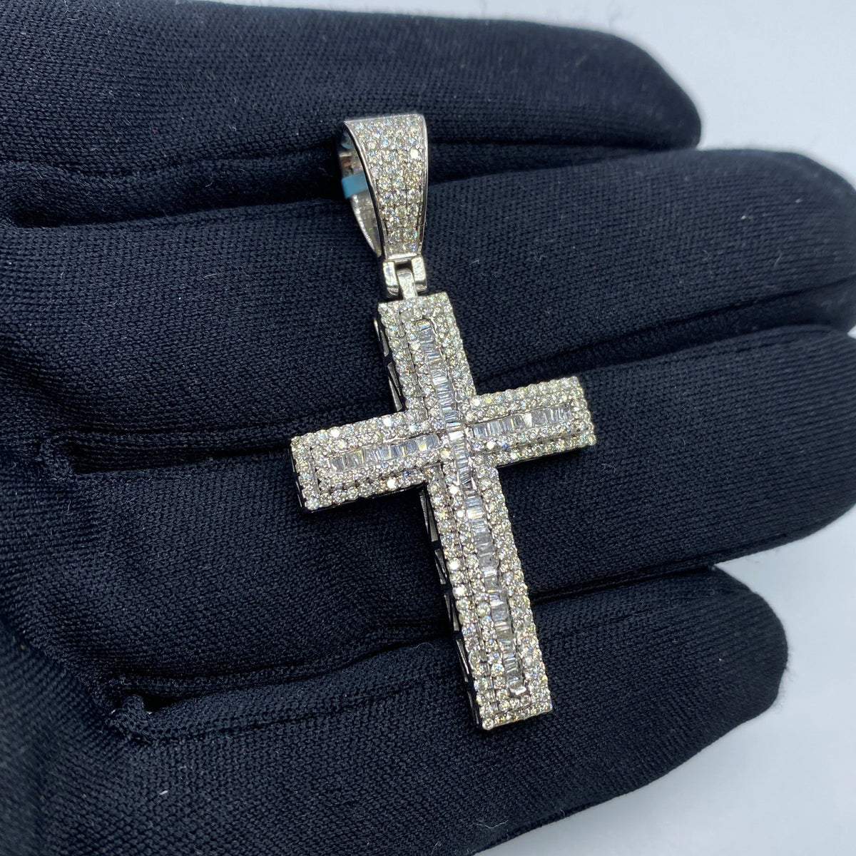 14K Gold Latin Cross Diamond Baguette Pendant - additional product view 3