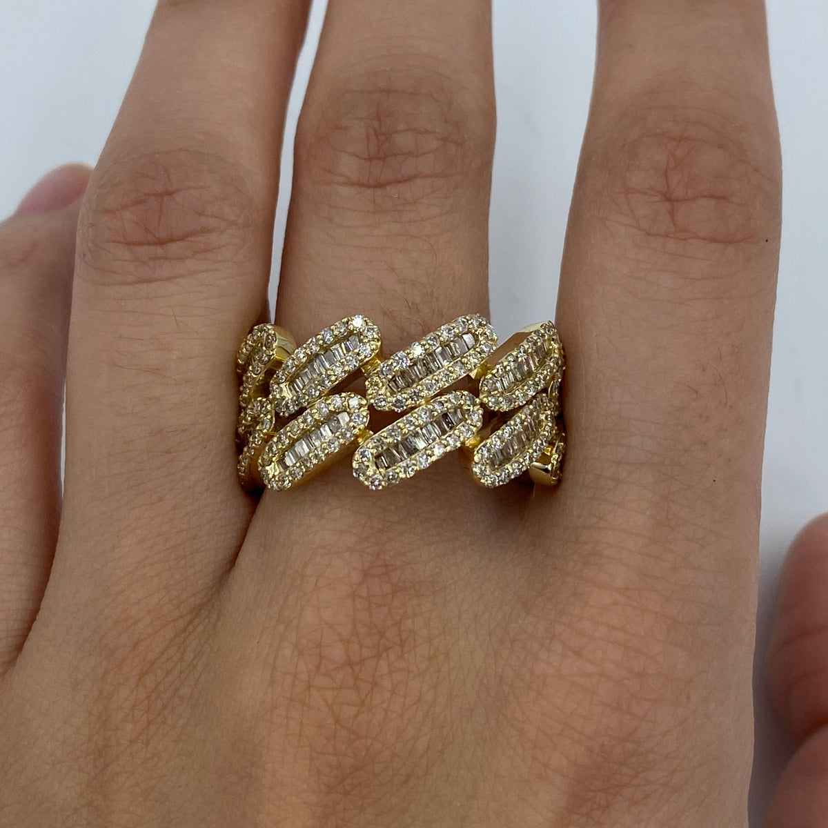 14K Gold Eternity Cuban Link Diamond Ring - additional product view 2