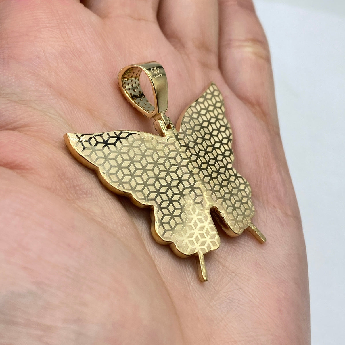 14K Gold Jumbo Butterfly Diamond Pendant - additional product view 6