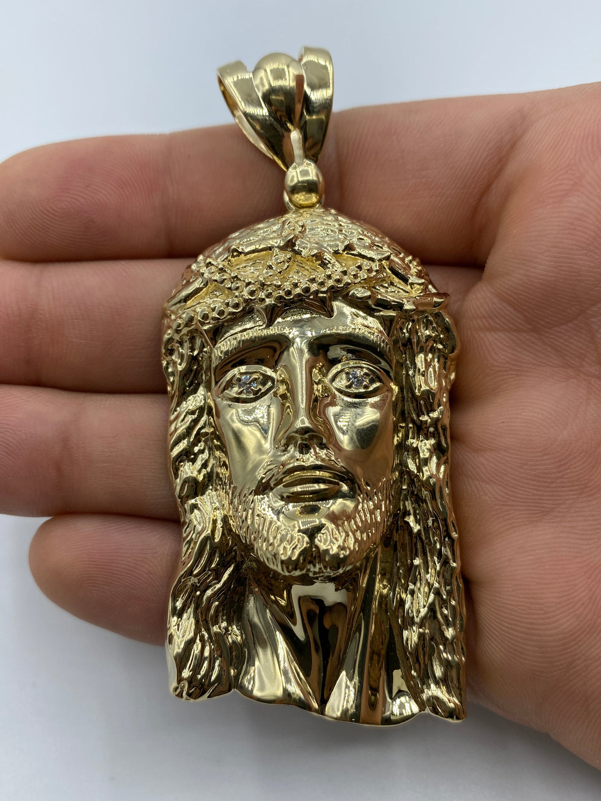14K Gold Jesus Head Pendant 3.25 in - additional product view 2