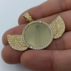 14K Gold Angel Wings Round Picture Pendant - additional product view 5