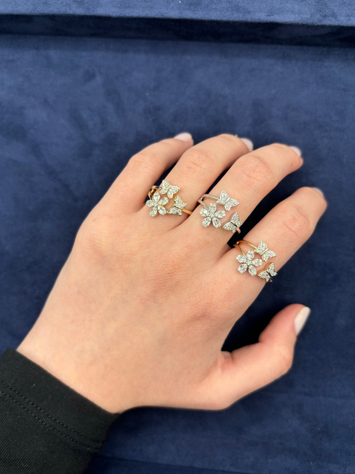 14K Gold Flower Butterfly Diamond Ring - additional product view 3