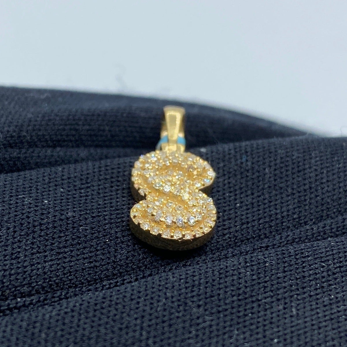 14K Gold Initial S Bubble Diamond Pendant - additional product view 4